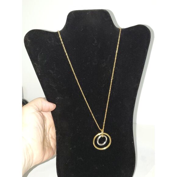 Ann Taylor Necklace Two-Tone Minimalist Evening Sweater Classic Elegance - Picture 3 of 8